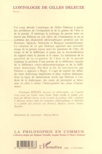 文学・小説 L'ontologie de Gilles Deleuze L'ONTOLOGIE DE GILLES DELEUZE - Véronique Bergen