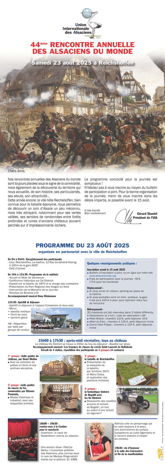 Yves Moritz sera présent à la Rencontre annuelle des Alsaciens du monde à Reichshoffen
