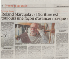 Roland Marcuola : « L’écriture est toujours une façon d’avancer masqué »