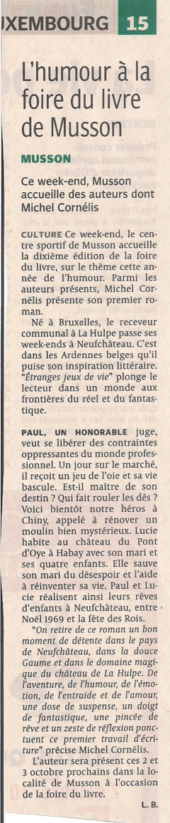 Humour à la foire du livre de Musson