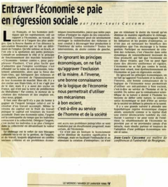 Entraver l'économie se paie en régression sociale