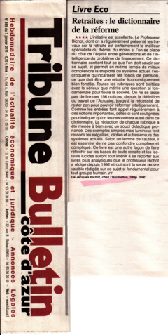 Article paru dans La Tribune - Bulletin Côte d'Azur du 7 janvier 2011