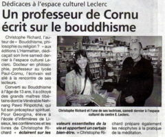 Un professeur de Cornu écrit sur le Bouddhisme