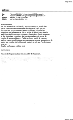 Lettre de Vincent Bonnin