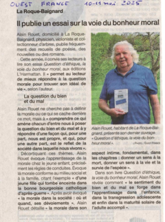 Il publie un essai sur la voie du bonheur moral