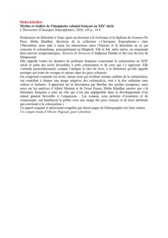 Hédia Khadhar Mythes et réalités de l’imaginaire colonial français au XIXe siècle