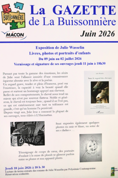 Exposition de mes 16 livres parus à l'Harmattan. Signature et lecture de quelques textes par un artiste local. Du 09-06 au 02-07 à la Buissonnière 71000 Mâcon. Vernissage et signature  le 11- 06. Lecture et signature le 18-06.