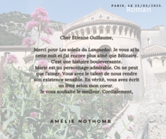 Lettre d'Amélie Nothomb