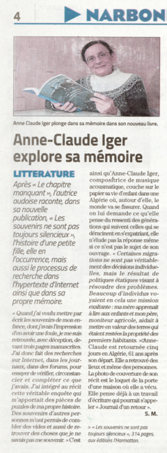 Anne-Claude Iger explore sa mémoire