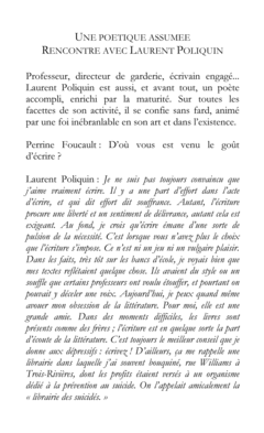<em>Une poétique assumée : rencontre avec Laurent Poliquin</em>