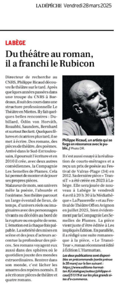 Du théâtre au roman, il a franchi le Rubicon