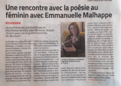Une rencontre avec la poésie au féminin avec Emmanuelle Malhappe