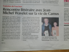 Rencontre littéraire avec Jean-Michel Wavelet sur la vie de Camus 
