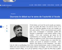 Ouvrons le débat sur le sens de l'autorité à l'école