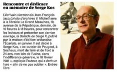 Rencontre et dédicace en mémoire de Serge Kos