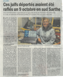 Ces juifs déportés avaient été raflés un 9 octobre en sud Sarthe 
