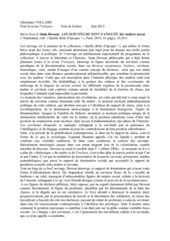 Note de lecture pour le revue Pratiques