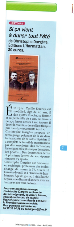 Article de Loire Magazine mars/avril 2011