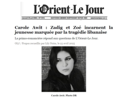 Carole Awit : Zadig et Zoé incarnent la jeunesse marquée par la tragédie libanaise 