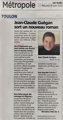 Jean-Claude Guégan sort un nouveau roman