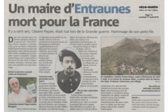 Un maire d'Entraunes mort pour la France