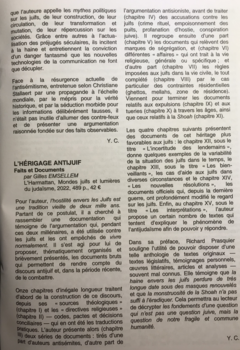 L'héritage antijuif. Recension dans la revue Sens