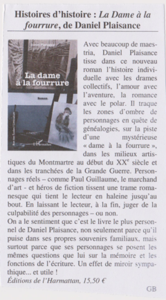 Histoires d'histoire : La Dame à la fourrure de Daniel Plaisance