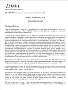 Dénomination du Centre de santé Adélaïde Hautval (5e)