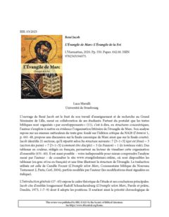L’Évangile de Marc - Review of Biblical Literature 