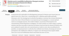 Féminin sacré et sensibilité écoféministe. Pourquoi certaines femmes ont toujours besoin de la Déesse