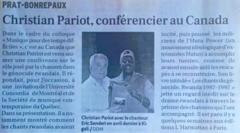 Christian Pariot, conférencier au Canada