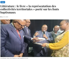 Littérature : le livre « la représentation des collectivités territoriales » porté sur les fonts baptismaux