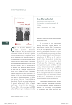 BULLETIN MARCEL PROUST COMPTES RENDUS